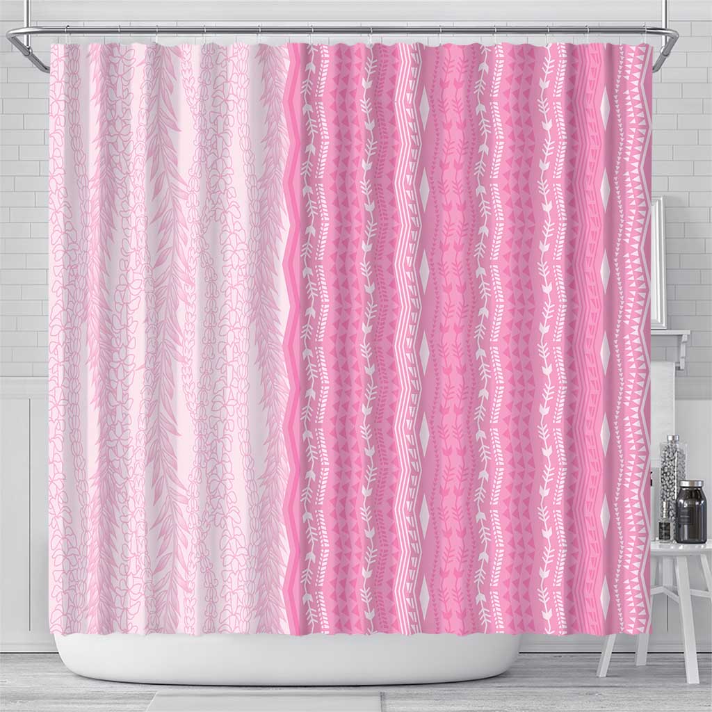Vintage Pink Hawaiian Traditional Kapa Mix Flowers Lei Shower Curtain LT7 - Polynesian Pride