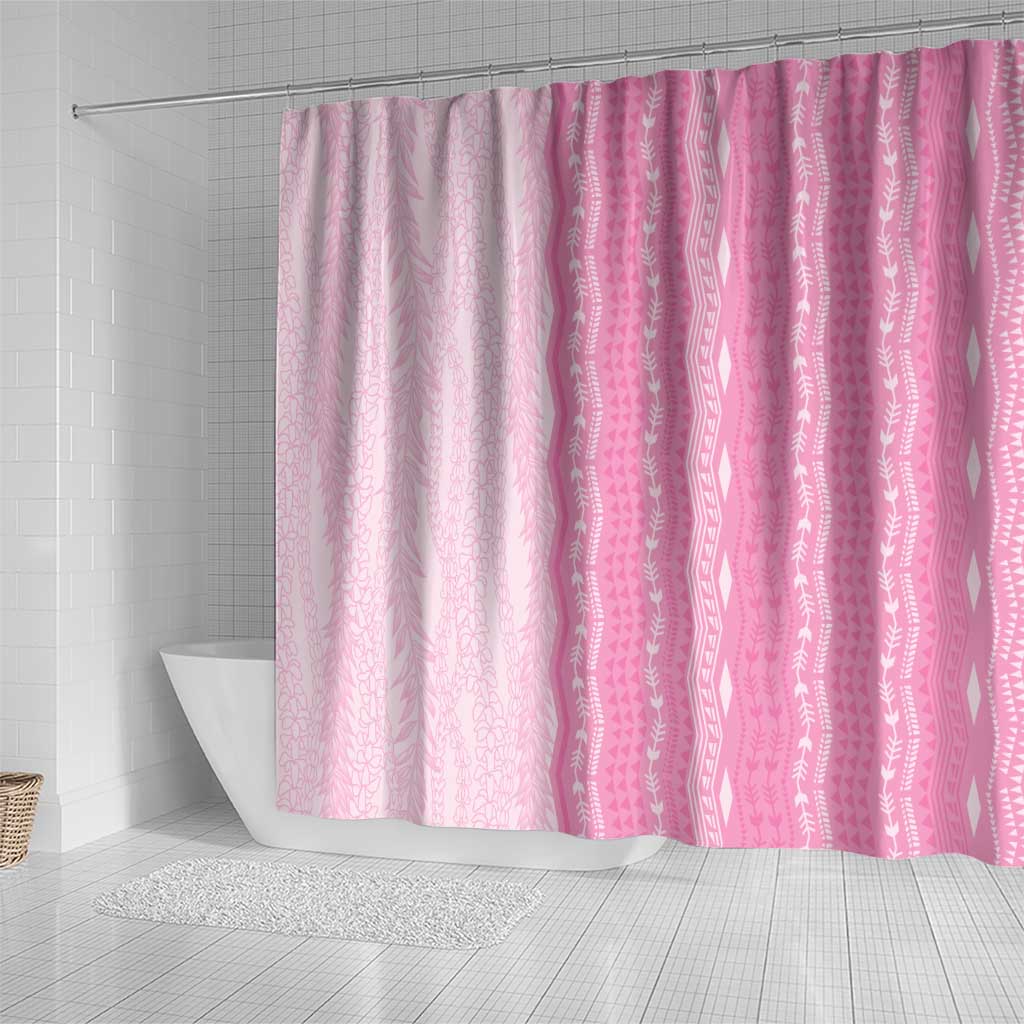 Vintage Pink Hawaiian Traditional Kapa Mix Flowers Lei Shower Curtain LT7 - Polynesian Pride