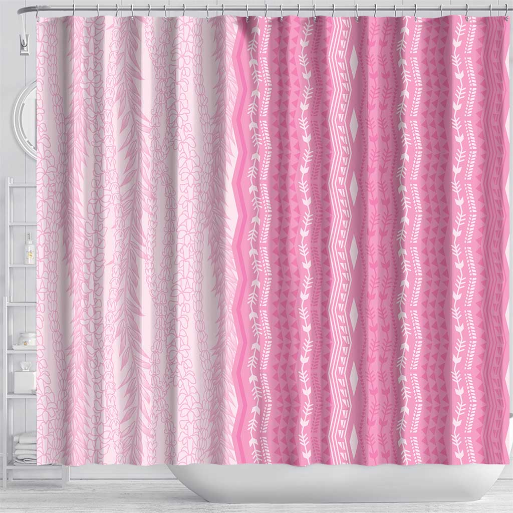 Vintage Pink Hawaiian Traditional Kapa Mix Flowers Lei Shower Curtain LT7 - Polynesian Pride