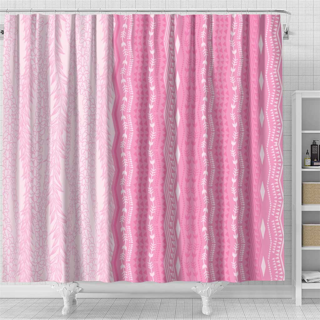 Vintage Pink Hawaiian Traditional Kapa Mix Flowers Lei Shower Curtain LT7 - Polynesian Pride