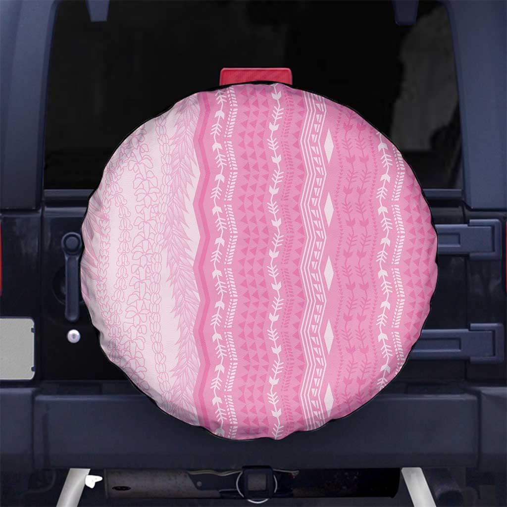 Vintage Pink Hawaiian Traditional Kapa Mix Flowers Lei Spare Tire Cover LT7 No hole Pink - Polynesian Pride