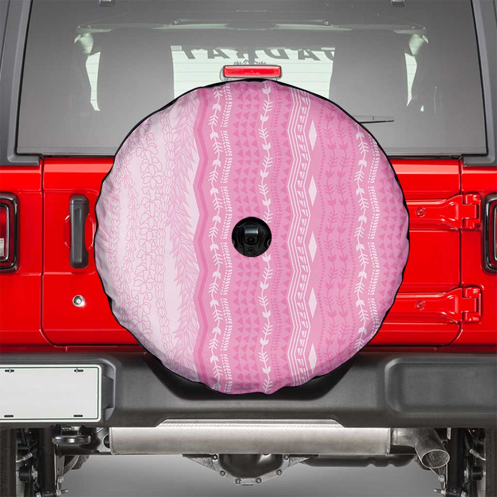 Vintage Pink Hawaiian Traditional Kapa Mix Flowers Lei Spare Tire Cover LT7 - Polynesian Pride
