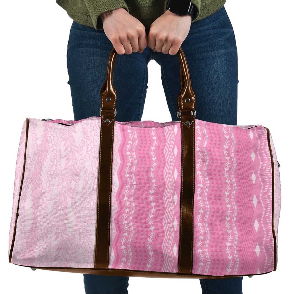 Vintage Pink Hawaiian Traditional Kapa Mix Flowers Lei Travel Bag LT7 Pink - Polynesian Pride