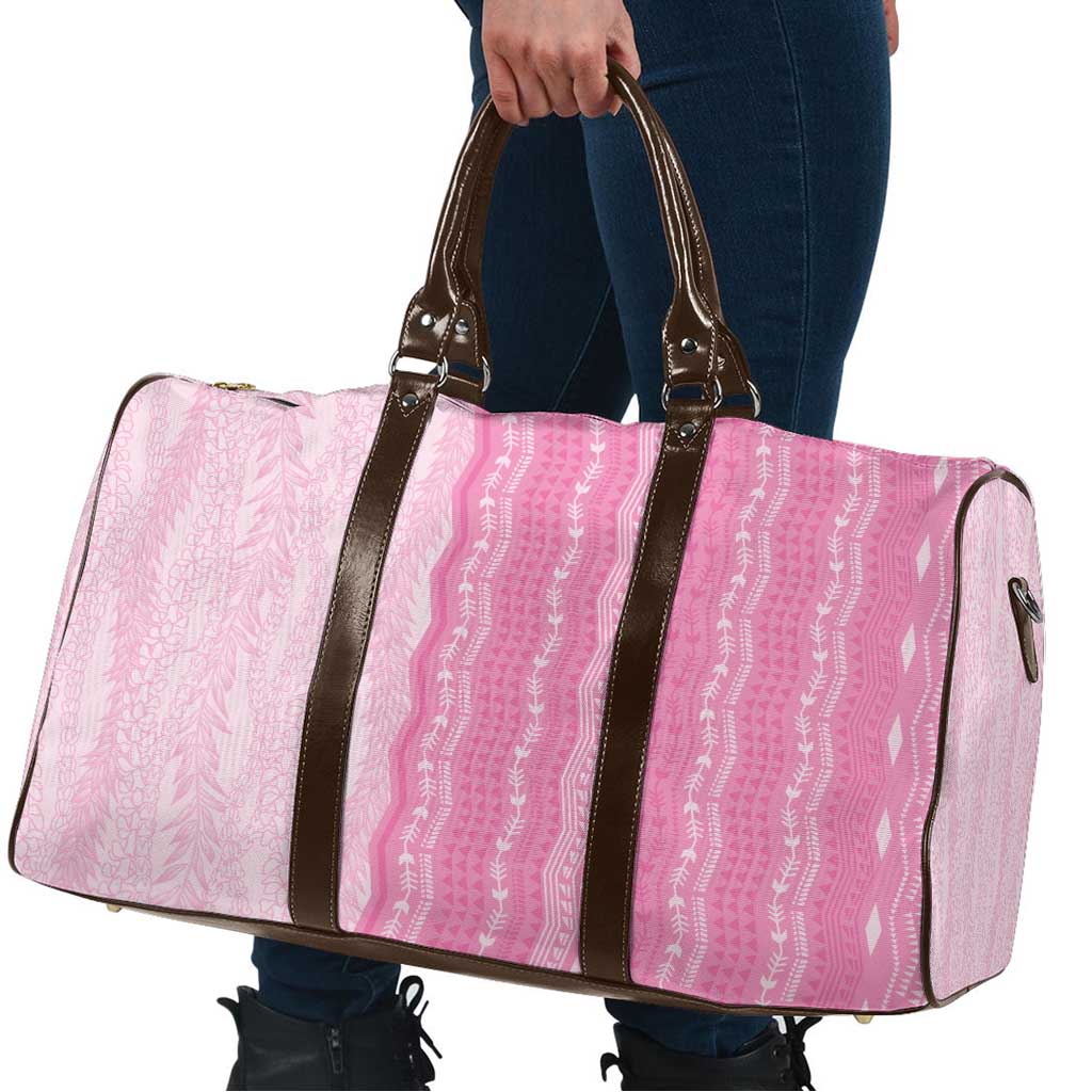 Vintage Pink Hawaiian Traditional Kapa Mix Flowers Lei Travel Bag LT7 - Polynesian Pride