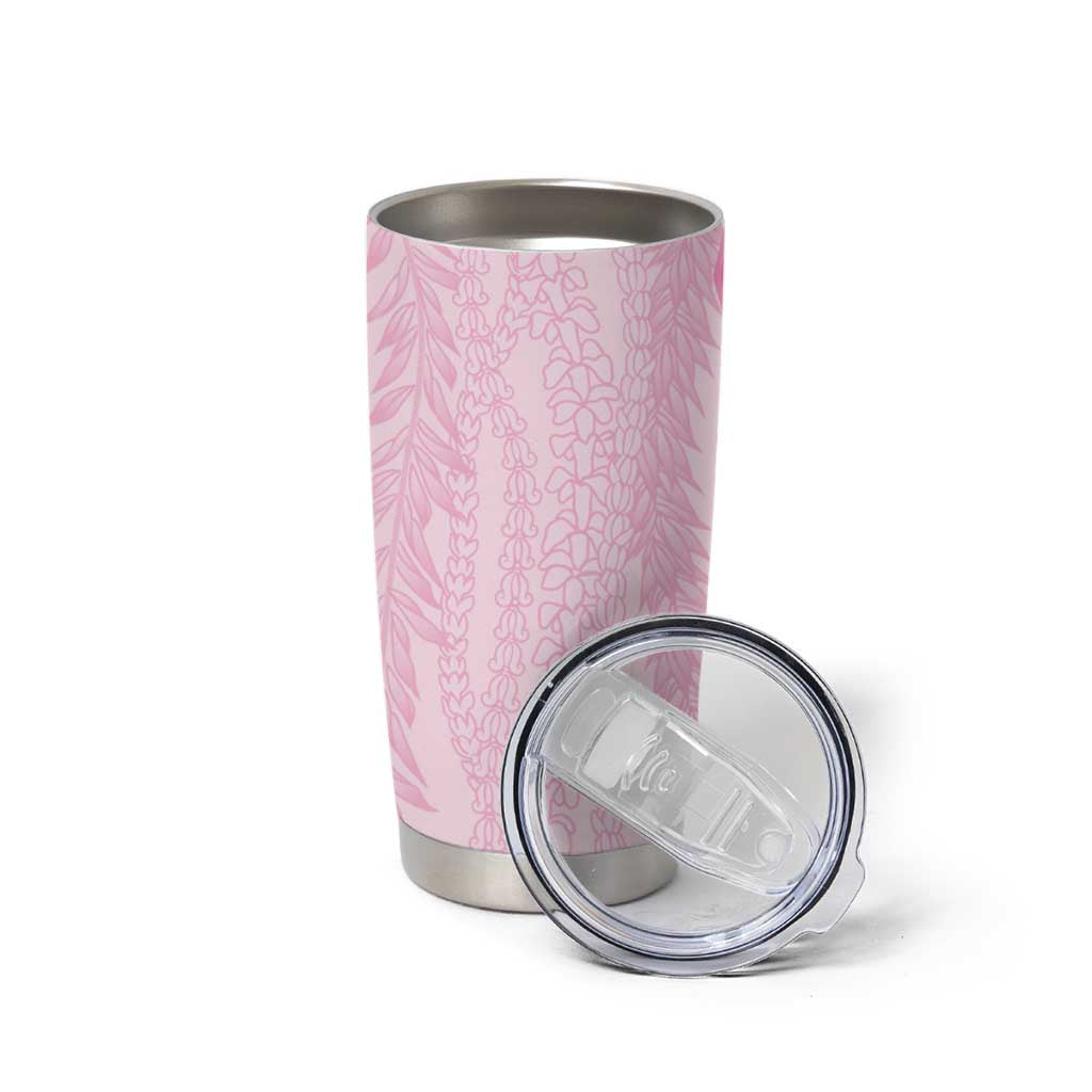 Vintage Pink Hawaiian Traditional Kapa Mix Flowers Lei Tumbler Cup