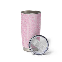 Vintage Pink Hawaiian Traditional Kapa Mix Flowers Lei Tumbler Cup