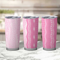 Vintage Pink Hawaiian Traditional Kapa Mix Flowers Lei Tumbler Cup