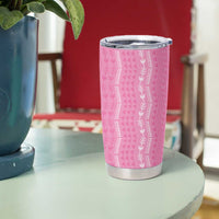 Vintage Pink Hawaiian Traditional Kapa Mix Flowers Lei Tumbler Cup