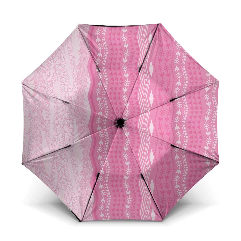 Vintage Pink Hawaiian Traditional Kapa Mix Flowers Lei Umbrella LT7 One Size Folded 11.42 inch Opened Diameter 37.4 inch Pink - Polynesian Pride