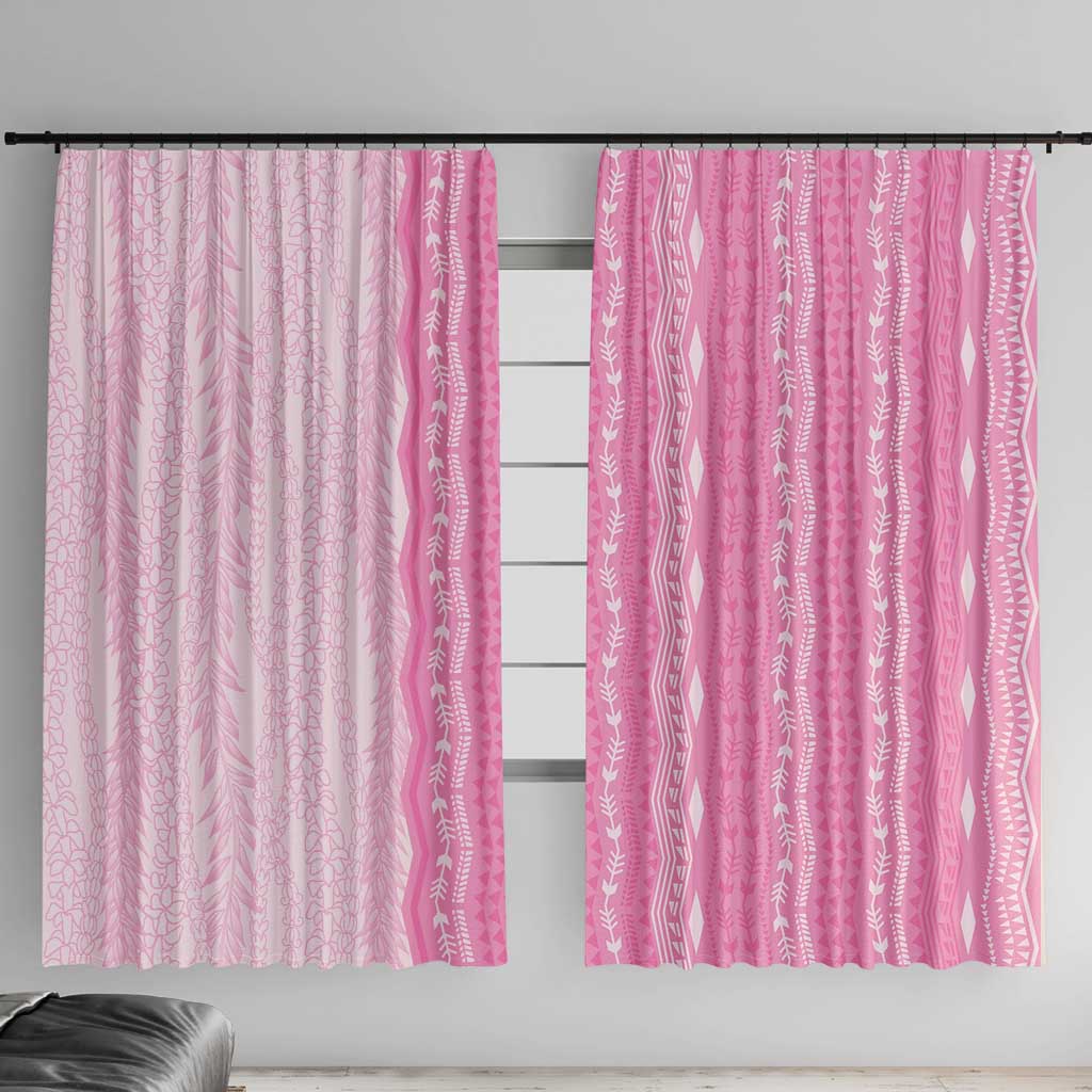 Vintage Pink Hawaiian Traditional Kapa Mix Flowers Lei Window Curtain LT7 With Hooks Pink - Polynesian Pride