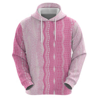 Vintage Pink Hawaiian Traditional Kapa Mix Flowers Lei Zip Hoodie