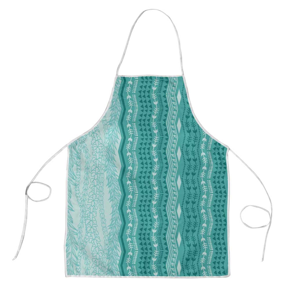 Vintage Teal Hawaiian Traditional Kapa Mix Flowers Lei Apron LT7 Teal - Polynesian Pride