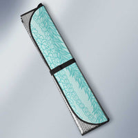 Vintage Teal Hawaiian Traditional Kapa Mix Flowers Lei Auto Sun Shade LT7 - Polynesian Pride