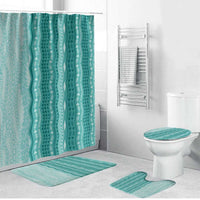 Vintage Teal Hawaiian Traditional Kapa Mix Flowers Lei Bathroom Set LT7 Bathroom Set (4 pcs) Teal - Polynesian Pride