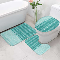 Vintage Teal Hawaiian Traditional Kapa Mix Flowers Lei Bathroom Set LT7 - Polynesian Pride