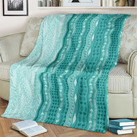 Vintage Teal Hawaiian Traditional Kapa Mix Flowers Lei Blanket LT7 - Polynesian Pride