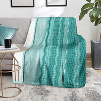 Vintage Teal Hawaiian Traditional Kapa Mix Flowers Lei Blanket LT7 - Polynesian Pride