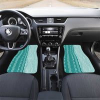 Vintage Teal Hawaiian Traditional Kapa Mix Flowers Lei Car Mats LT7 Set 2pcs - Front Teal - Polynesian Pride
