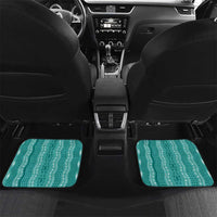 Vintage Teal Hawaiian Traditional Kapa Mix Flowers Lei Car Mats LT7 Set 2pcs - Back Teal - Polynesian Pride