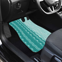 Vintage Teal Hawaiian Traditional Kapa Mix Flowers Lei Car Mats LT7 - Polynesian Pride