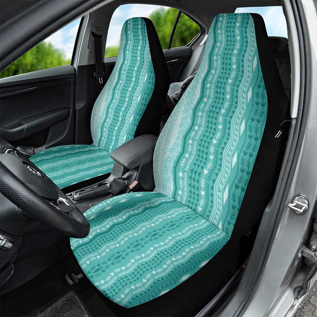 Vintage Teal Hawaiian Traditional Kapa Mix Flowers Lei Car Seat Cover LT7 - Polynesian Pride