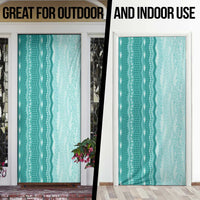 Vintage Teal Hawaiian Traditional Kapa Mix Flowers Lei Door Cover