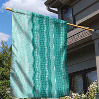 Vintage Teal Hawaiian Traditional Kapa Mix Flowers Lei Garden Flag LT7 - Polynesian Pride