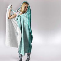 Vintage Teal Hawaiian Traditional Kapa Mix Flowers Lei Hooded Blanket LT7 - Polynesian Pride