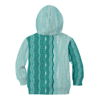 Vintage Teal Hawaiian Traditional Kapa Mix Flowers Lei Kid Hoodie LT7 - Polynesian Pride
