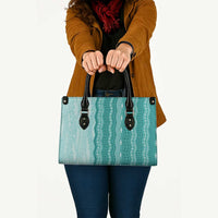 Vintage Teal Hawaiian Traditional Kapa Mix Flowers Lei Leather Bag LT7 - Polynesian Pride