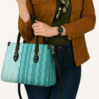 Vintage Teal Hawaiian Traditional Kapa Mix Flowers Lei Leather Bag LT7 - Polynesian Pride
