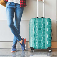 Vintage Teal Hawaiian Traditional Kapa Mix Flowers Lei Luggage Cover LT7 - Polynesian Pride