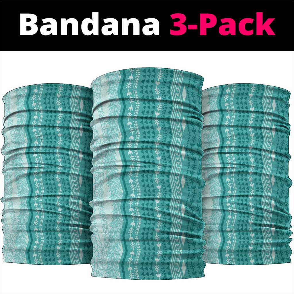 Vintage Teal Hawaiian Traditional Kapa Mix Flowers Lei Neck Gaiter LT7 package One Size: 25*50cm Teal - Polynesian Pride