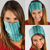 Vintage Teal Hawaiian Traditional Kapa Mix Flowers Lei Neck Gaiter LT7 - Polynesian Pride