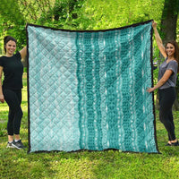 Vintage Teal Hawaiian Traditional Kapa Mix Flowers Lei Quilt LT7 - Polynesian Pride