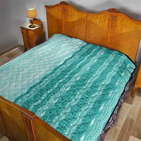 Vintage Teal Hawaiian Traditional Kapa Mix Flowers Lei Quilt LT7 - Polynesian Pride