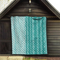 Vintage Teal Hawaiian Traditional Kapa Mix Flowers Lei Quilt LT7 - Polynesian Pride