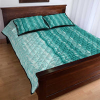 Vintage Teal Hawaiian Traditional Kapa Mix Flowers Lei Quilt Bed Set LT7 - Polynesian Pride