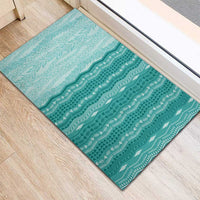 Vintage Teal Hawaiian Traditional Kapa Mix Flowers Lei Rubber Doormat LT7 - Polynesian Pride