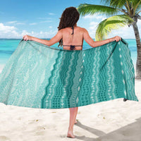 Vintage Teal Hawaiian Traditional Kapa Mix Flowers Lei Sarong LT7 - Polynesian Pride