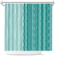 Vintage Teal Hawaiian Traditional Kapa Mix Flowers Lei Shower Curtain LT7 Teal - Polynesian Pride