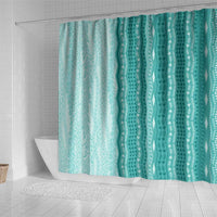 Vintage Teal Hawaiian Traditional Kapa Mix Flowers Lei Shower Curtain LT7 - Polynesian Pride