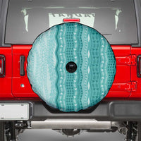 Vintage Teal Hawaiian Traditional Kapa Mix Flowers Lei Spare Tire Cover LT7 - Polynesian Pride
