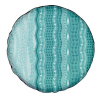 Vintage Teal Hawaiian Traditional Kapa Mix Flowers Lei Spare Tire Cover LT7 - Polynesian Pride