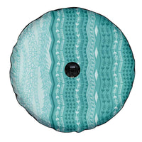 Vintage Teal Hawaiian Traditional Kapa Mix Flowers Lei Spare Tire Cover LT7 - Polynesian Pride