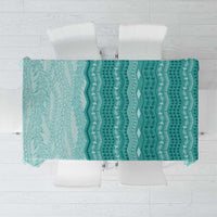 Vintage Teal Hawaiian Traditional Kapa Mix Flowers Lei Tablecloth LT7 Teal - Polynesian Pride