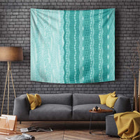Vintage Teal Hawaiian Traditional Kapa Mix Flowers Lei Tapestry LT7 Teal - Polynesian Pride