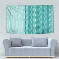 Vintage Teal Hawaiian Traditional Kapa Mix Flowers Lei Tapestry LT7 - Polynesian Pride