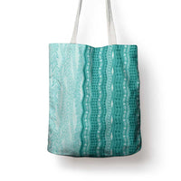 Vintage Teal Hawaiian Traditional Kapa Mix Flowers Lei Tote Bag LT7 - Polynesian Pride