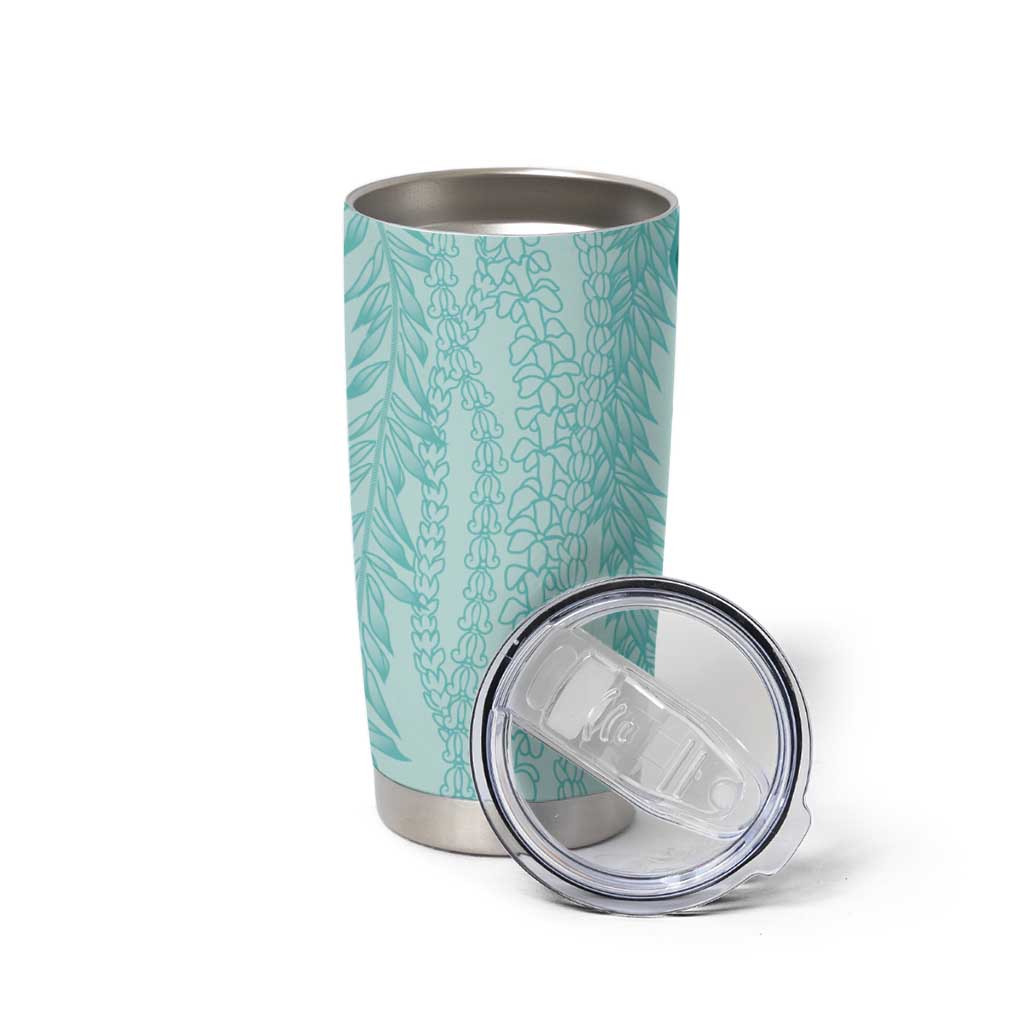 Vintage Teal Hawaiian Traditional Kapa Mix Flowers Lei Tumbler Cup LT7 - Polynesian Pride